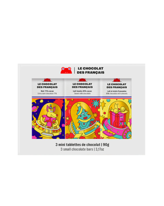 Le chocolat des Français Christmas Box – 3 Mini Organic Chocolates