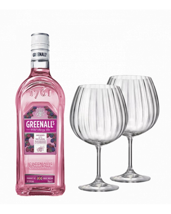 Джин Грийналс Горски Плодове 0.7л +  2 бр. чаши Bohemia GIN