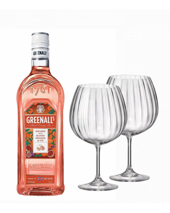 Джин Грийналс Червен Портокал и Смокиня +  2 бр. чаши Bohemia GIN