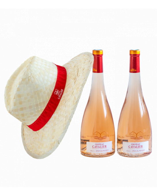 Pack 2 bottles Château Cavalier with summer hat