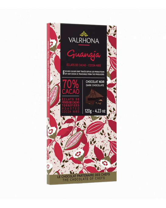 French chocolate Valrona Tablet Guanaya Grand Cru with cocoa beans 70%