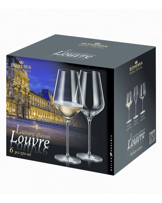 Set of 6 white wine glasses Bohemia Crystal Louvre 570 ml