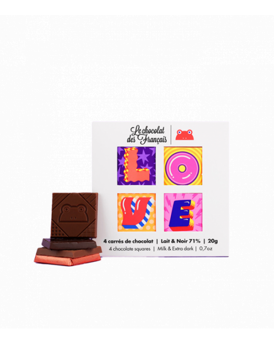 Love Box of 4 milk & dark chocolate squares