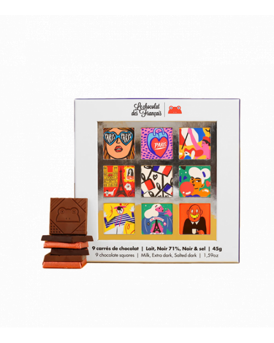 Parisian Box of 9 chocolate squares 3 recipes