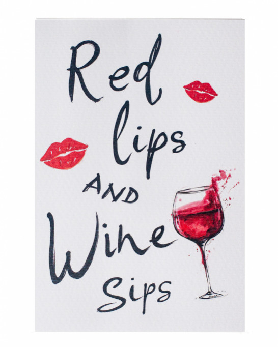 Картичка Red Lips & Wine Sips