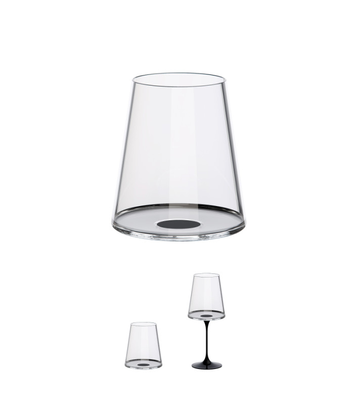 Split Glass Tumbler Red wine cup - Black - pack of 2