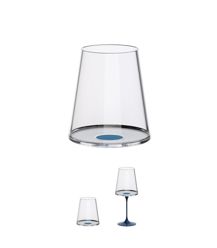 Split Glass Tumbler Red wine cup - Blue - pack of 2