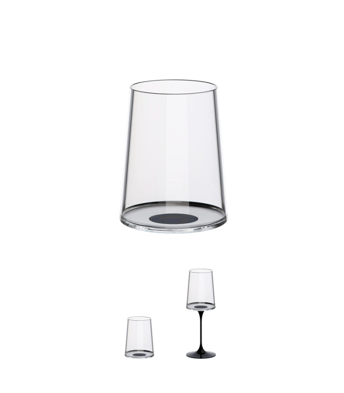 Split Glass Tumbler White wine cup - black - pack of 2