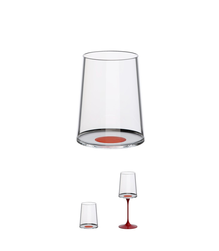 Split Glass Tumbler White wine cup red pack of 2