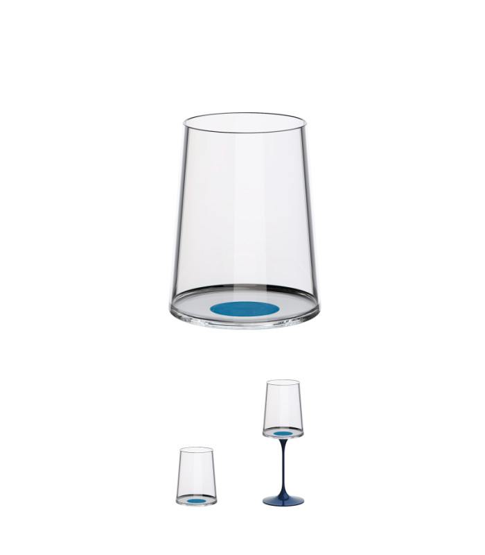 Split Glass Tumbler White wine cup blue pack of 2