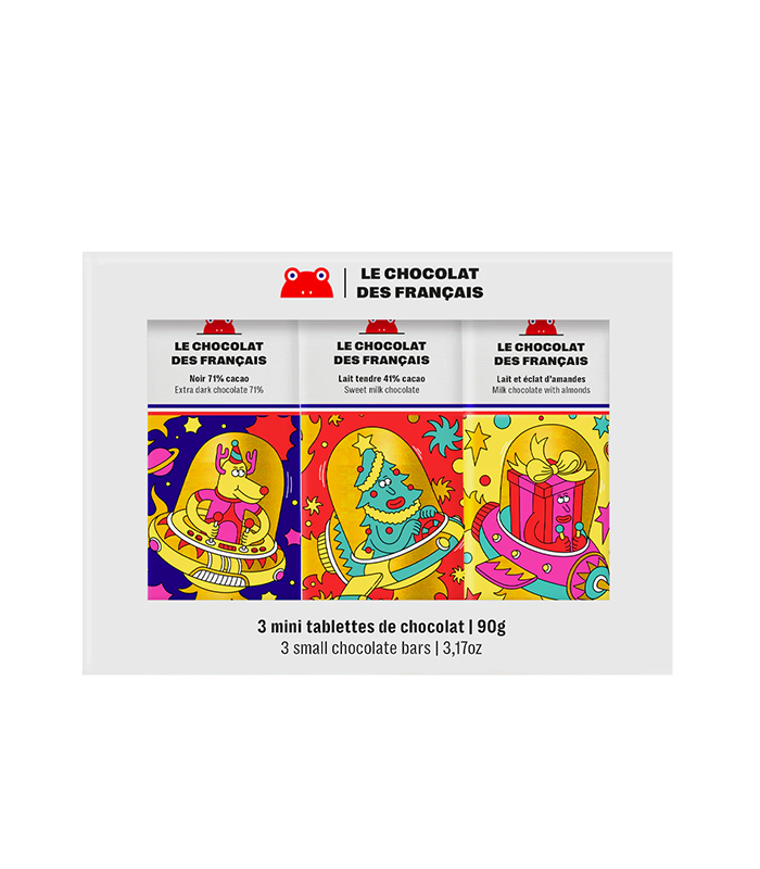 Le chocolat des Français Christmas Box – 3 Mini Organic Chocolates