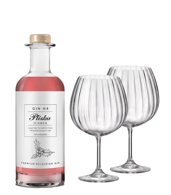Джин Плиска №4 + 2 бр. чаши Bohemia GIN