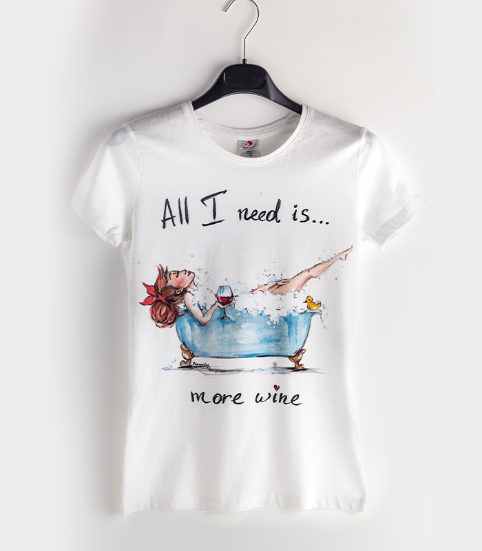 Тениска All I need is more wine