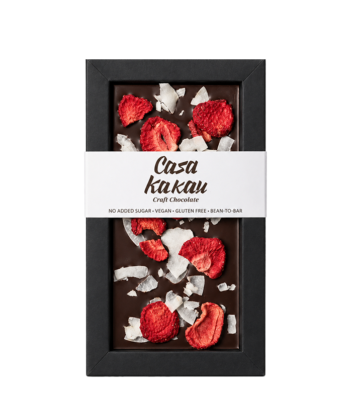 Casa Kakau Artisan Chocolate with Strawberry and Coconut, No Added Sugar