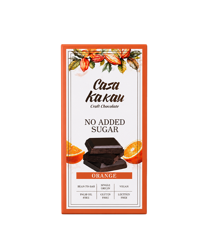 Casa Kakau Artisan Dark Chocolate with Orange, No Added Sugar
