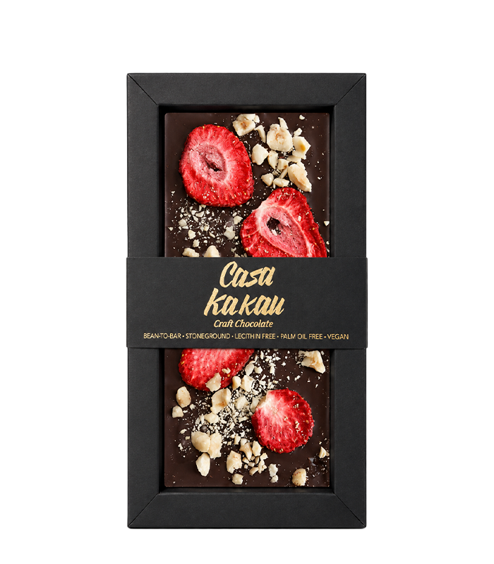 Casa Kakau Artisan Chocolate with Strawberries and Hazelnuts