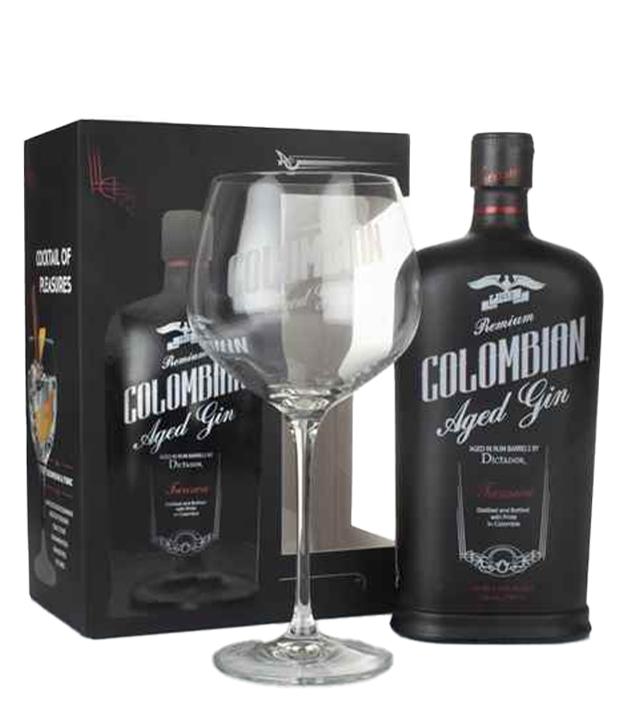 Gin Dictador Columbian Black Treasure + glass