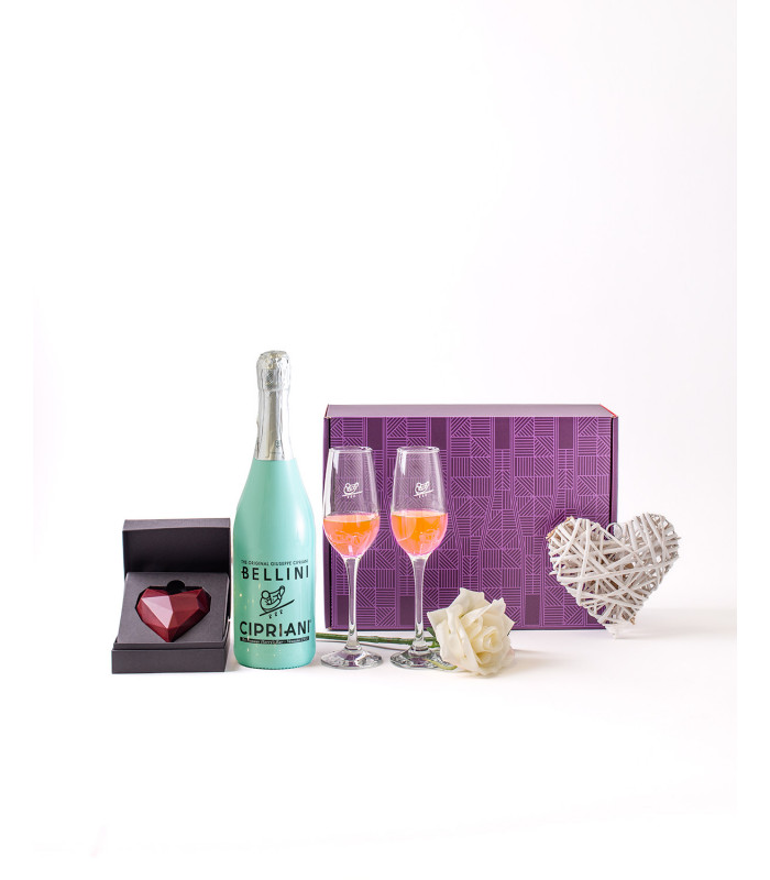 Gift pack  Love Bellini with gift champagne glasses