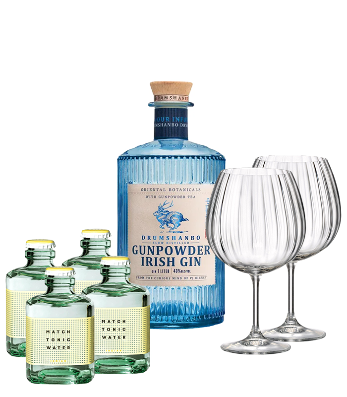 Irish Spirit - Gin, Tonic, and 2 Bohemia glasses
