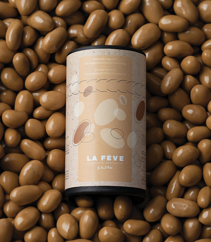 La Feve Cocoa beans and caramelized white chocolate