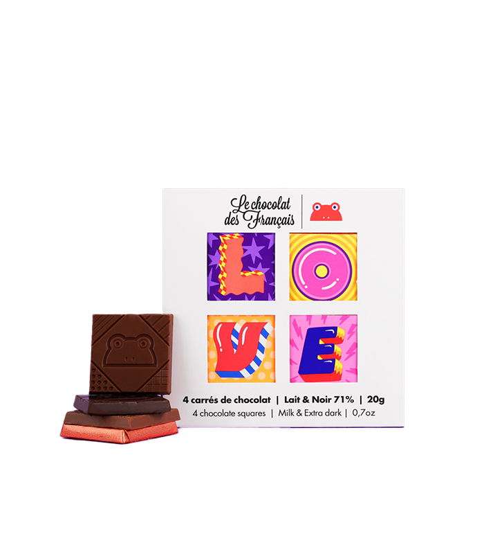 Love Box of 4 milk & dark chocolate squares