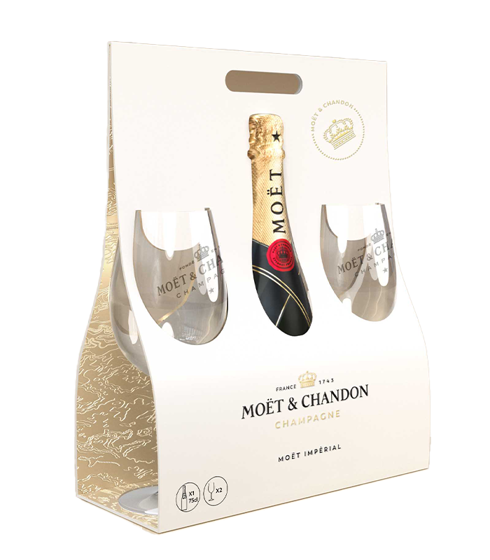 Moët & Chandon Imperial Brut 0.75l + 2 golden glasses pack 0,75l