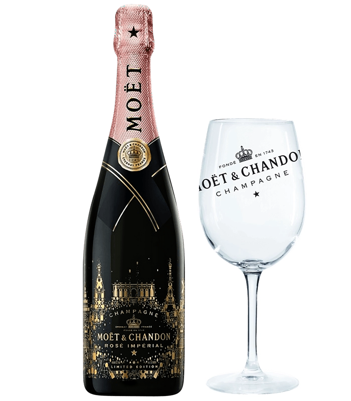 Шампанско Моет Империал Розе + подарък чаша