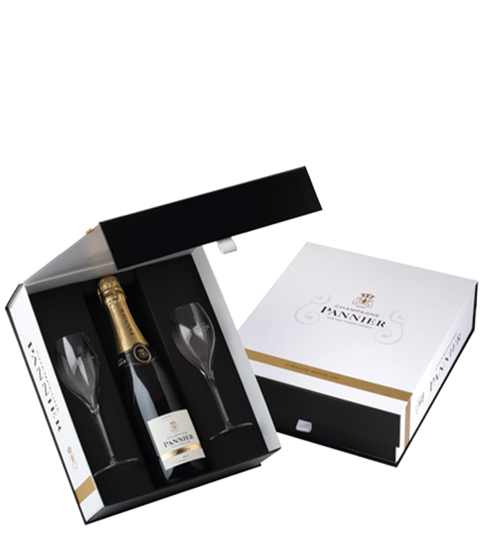 Gift box Pannier for one bottle plus two glasses