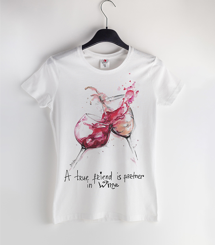 Тениска A true friend is partner in wine - р-р M