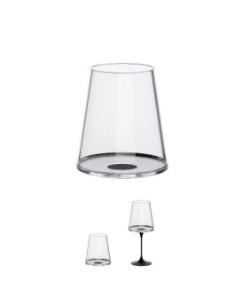 Split Glass Tumbler Red wine cup - Black - pack of 2