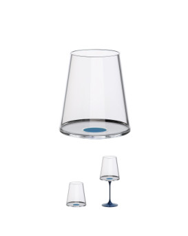 Split Glass Tumbler Red wine cup - Blue - pack of 2