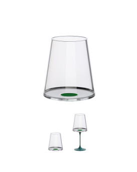Split Glass Tumbler Red wine cup - Green - pack of 2
