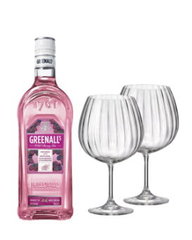 Джин Грийналс Горски Плодове 0.7л +  2 бр. чаши Bohemia GIN
