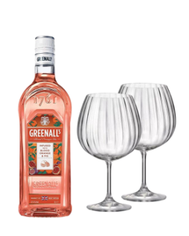 Джин Грийналс Червен Портокал и Смокиня +  2 бр. чаши Bohemia GIN