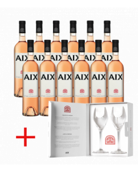 12 bottles AIX rose with 2 luxury glasses
