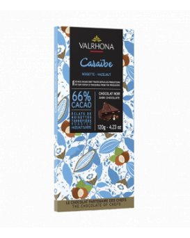 French chocolate Valrona Tablet Caribbean Grand Cru with hazelnuts 66%