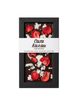 Casa Kakau Artisan Chocolate with Strawberry and Coconut, No Added Sugar