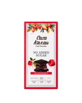 Casa Kakau Artisan Dark Chocolate with Raspberries – No Added Sugar.