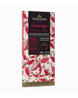 French chocolate Valrona Tablet Guanaya Grand Cru with cocoa beans 70%