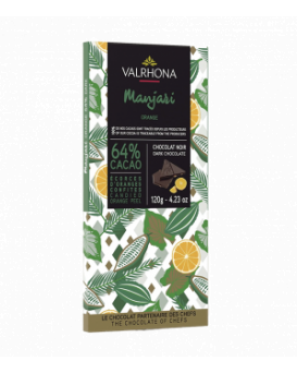French chocolate Valrona Tablet Grand Cru Manjari with orange 64% 120 g.