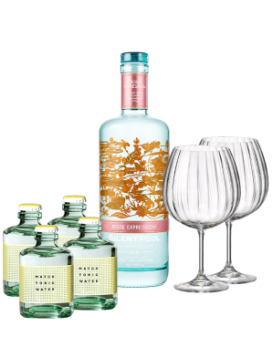 Pink Expression - Gin, Tonic, and 2 Bohemia glasses