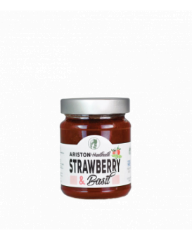Homemade marmalade Ariston with strawberries and basil