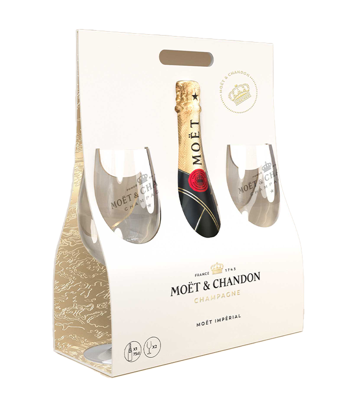 Moët & Chandon Imperial Brut 0.75l + 2 golden glasses pack 0,75l